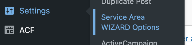 Plugin settings menu